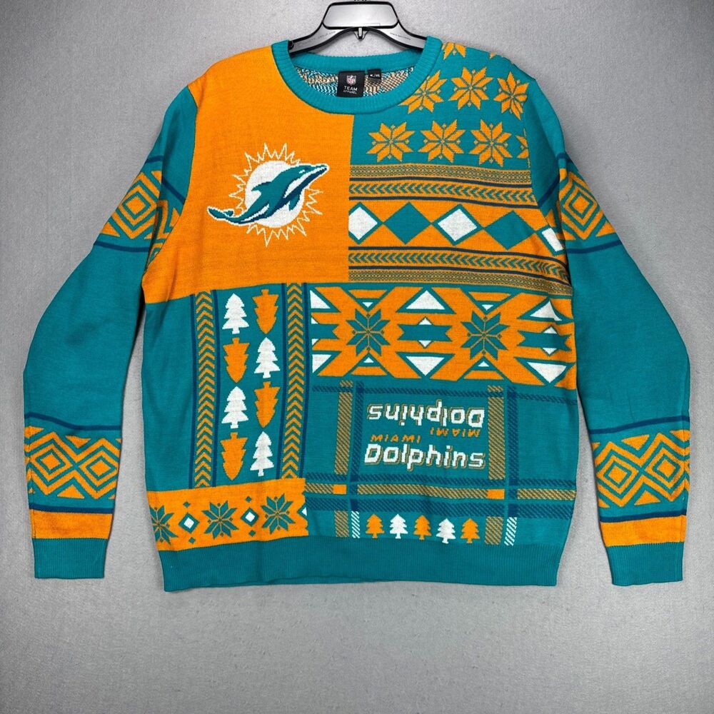 Miami Dolphins Christmas Sweater Men's XXL NFL Team Apparel Football
